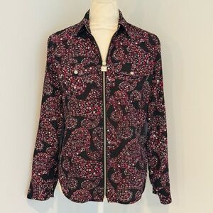 Michael Kors Black and Red Paisley Top